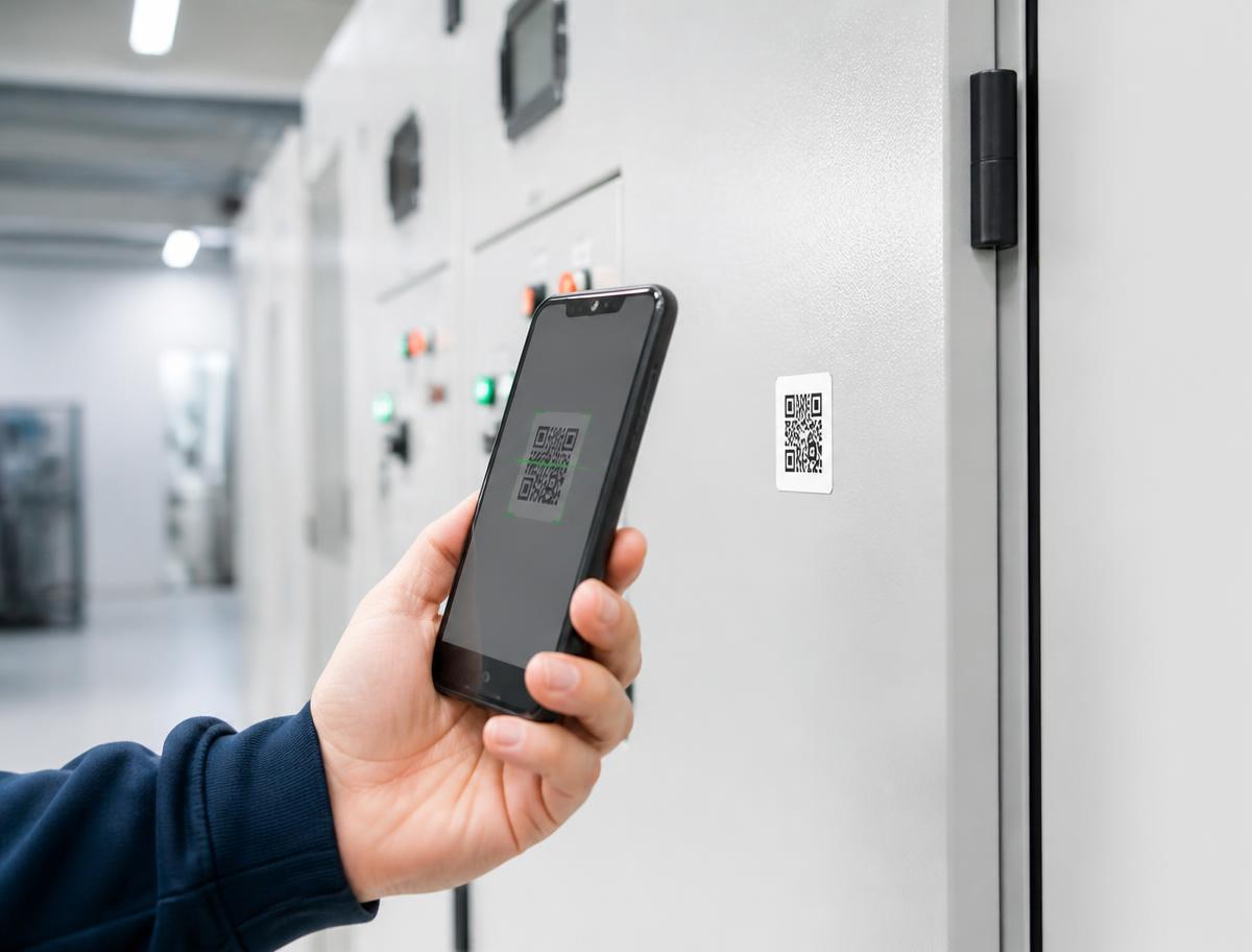 Scan d'un QR code apposé sur une armoire électrique